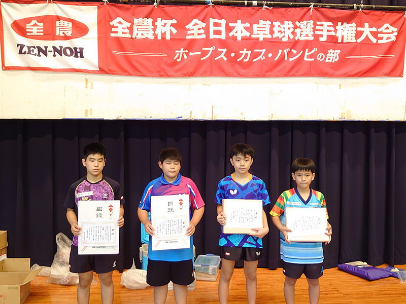 全農杯令和３年度全日本卓球選手権大会（ホープス・カブ・バンビの部）